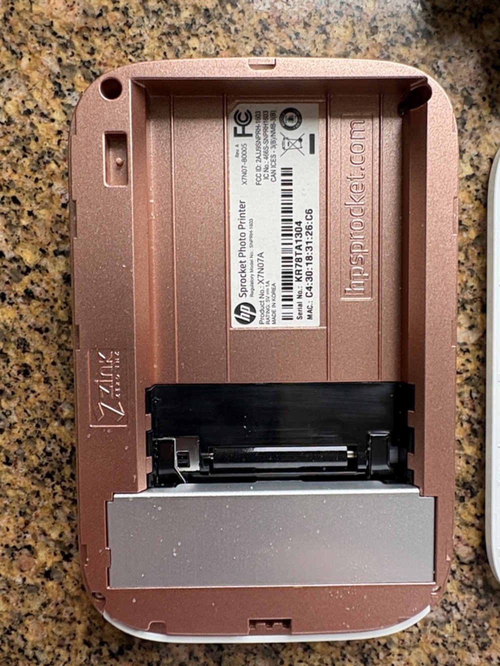 HP Sprocket Pocket Photo Printer - White with Rose Gold Logo - Picture 5 of 9